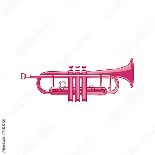 Pink Illustration of a Trumpet Musical Instrument Isolated on White