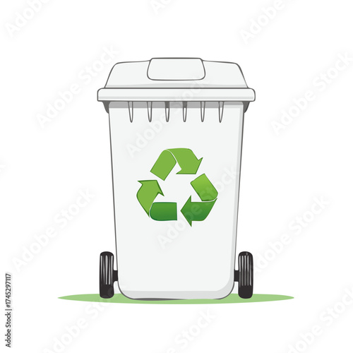 Illustration of a recycling bin with the recycling symbol