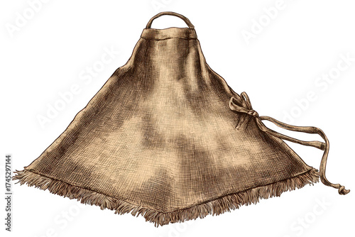 Vintage Antique Coin Purse Handbag with Drawstring on Transparent Background