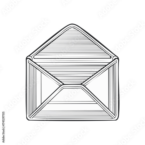 Envelope outline illustration, stationery correspondence linear drawing
