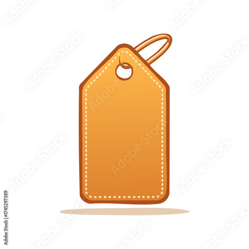 Orange price tag with string isolated on white background, empty label for text or design.