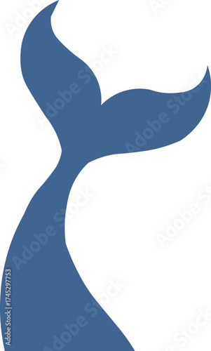 Blue whale tail isolated on white background