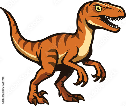 Fierce Cartoon Velociraptor Dinosaur Vector