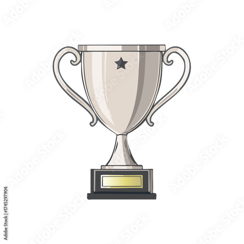 Hand Drawn Silver Trophy Cup Award for Championship Victory Illustration