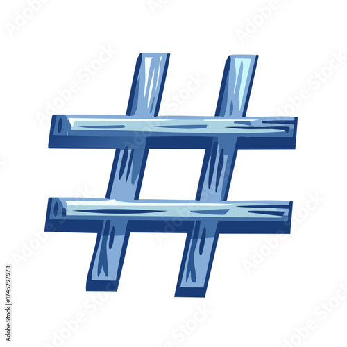Blue Hashtag Icon Graphic Design Element for Social Media