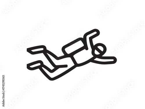 Diving Element icon 2D vector line art for sports and recreation activity