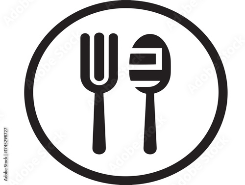 Eat icon 2D vector line art for food and dining concepts