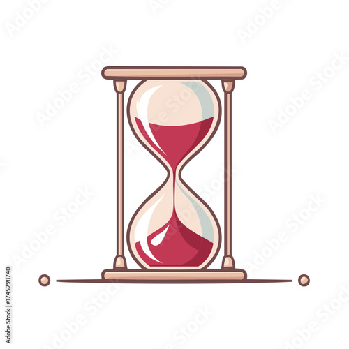 Illustration of an Elegant Hourglass Timing The Flow Of A Dark Red Liquid