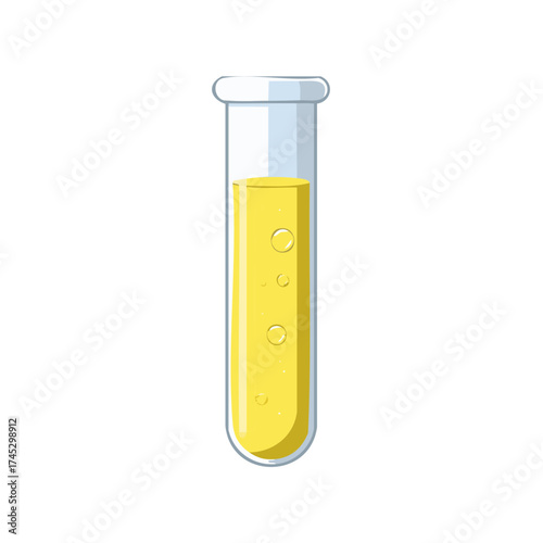 Test Tube with Yellow Liquid and Bubbles - Science, Experiment, Medical Research