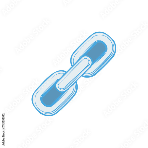 Illustration of two connected chain links in shades of blue and white