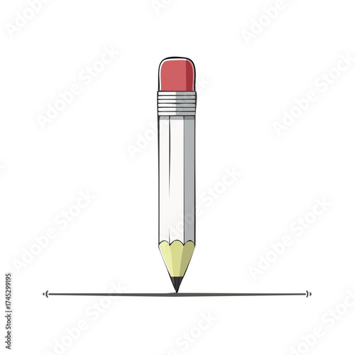 Pencil drawing a straight line illustration creating design and marking concept art school supplies for learning and education or creativity writing and ideas
