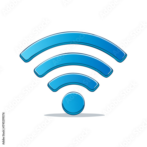 Stylized blue Wi-Fi symbol, internet connection sign, isolated on white.