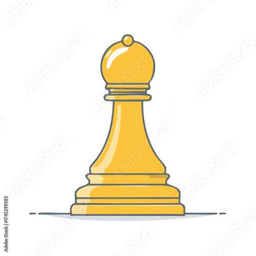 Golden chess bishop piece illustration with outline showing strategic game and mental strategy element