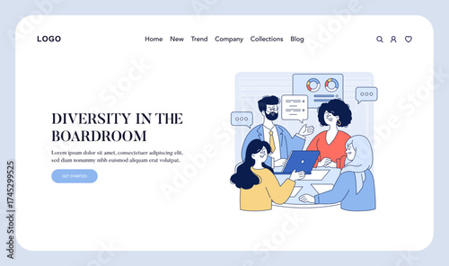 Diverse Team Collaboration in Boardroom Vector Illustration