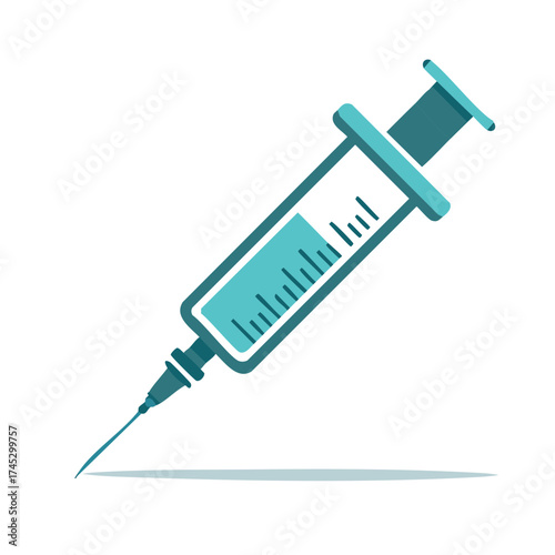 Illustration of a Filled Syringe Medical Injection Vaccine Vector Icon