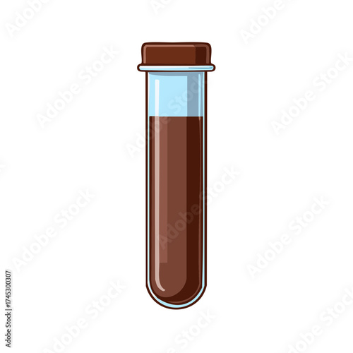 Laboratory test tube with brown liquid, medical or scientific illustration