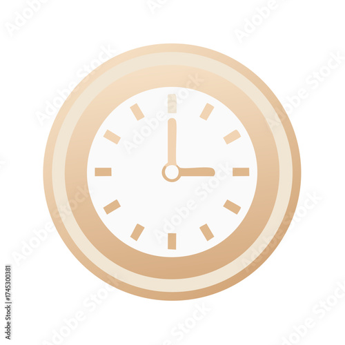 Simple clock face showing three o'clock with warm gradient border