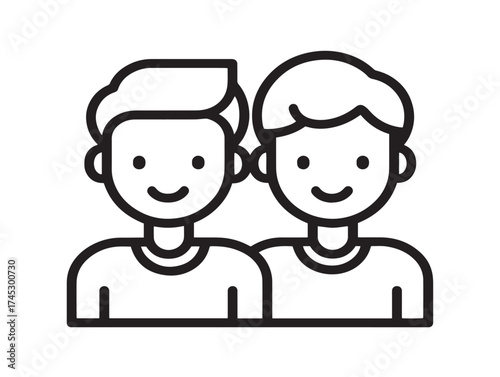 Friendship Day icon 2D vector line art for best friends celebration