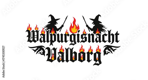 Walpurgisnacht Valborg Witches and Fire Gothic Celebration Design
