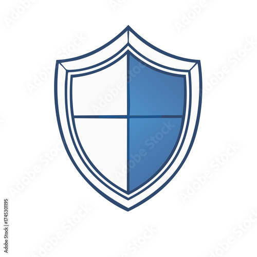 Simple Crest Shield Divided White and Blue Design, Elegant Decorative Vector Illustration, Coat of Arms Graphic