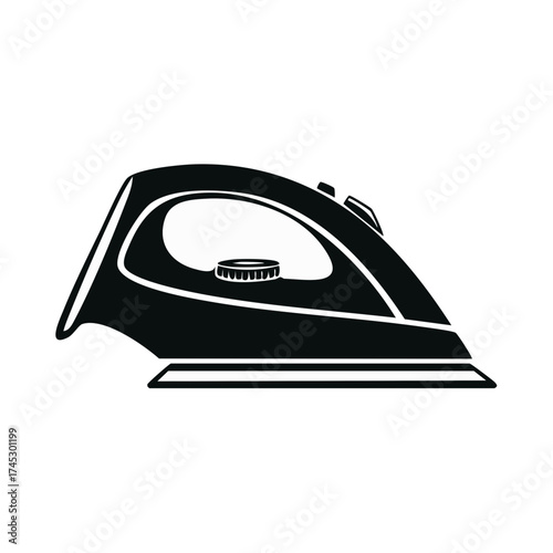 Ironing Appliance Black Silhouette for Clothes Household Tool Equipment