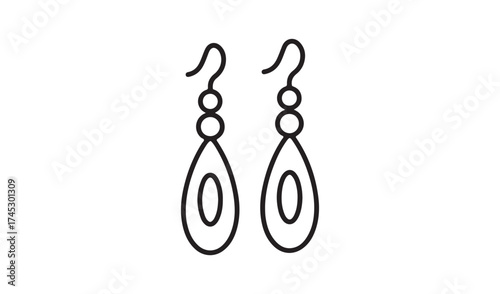 Pair of earrings isolated on white background, vector icon