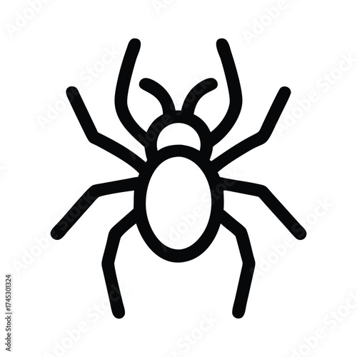 Simple Black and White Spider Illustration Featuring Eight Legs