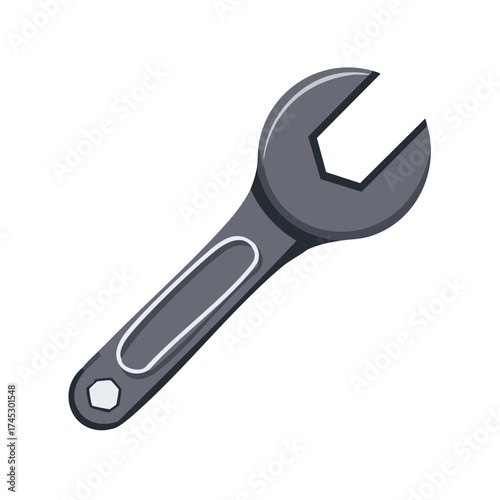 Single grey metal combination wrench a classic essential professional construction and repair hand tool