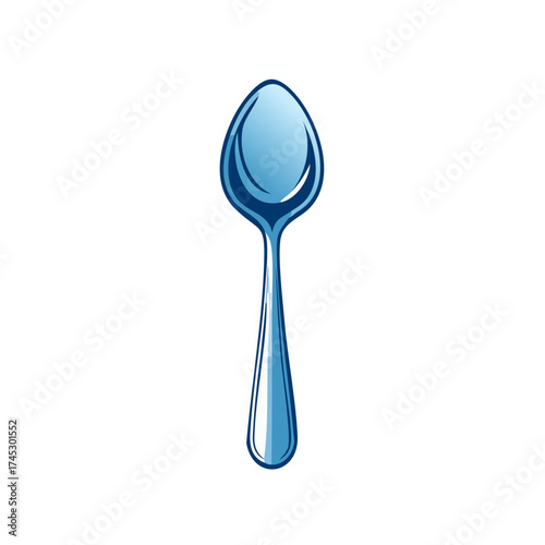Illustrated blue spoon design for cooking and eating utensils