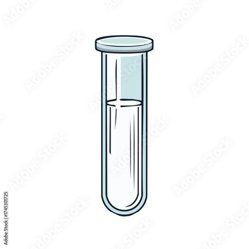 Simple Laboratory Test Tube Filled with Liquid