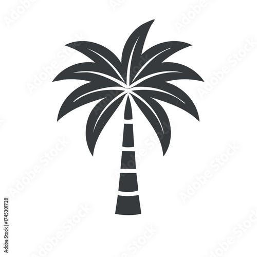 Stylized Silhouette of a Palm Tree with Fronds and Segmented Trunk