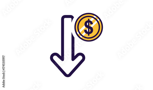 Cost reduction icon isolated on white background vector