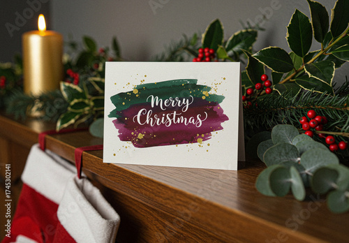 Horizontal Christmas Greeting Card Mockup
