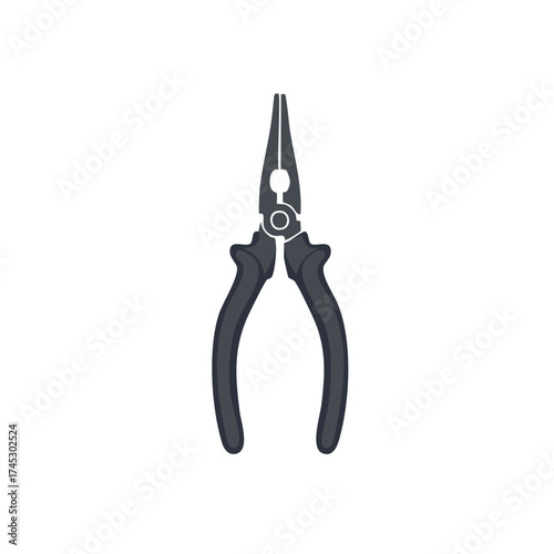 Illustration of Needle Nose Pliers Tool with Black Handles for Repairing
