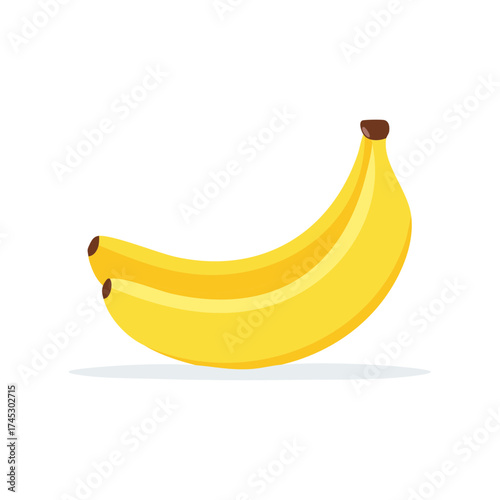Vector illustration of a ripe banana bunch, yellow fruit with a shadow