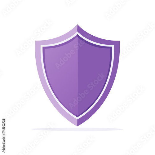Isolated purple and white shield represents protection security safety guarding defense