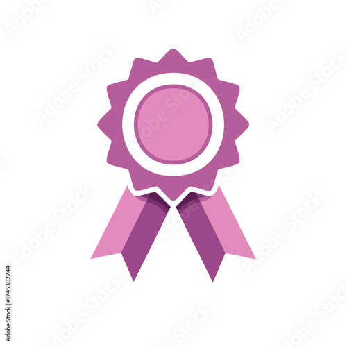 Simple Decorative Pink and Purple Ribbon Award Rosette for Recognition and Achievement