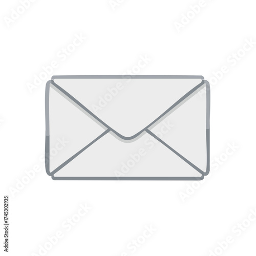Illustrated envelope with a gray outline on a white background, mail design