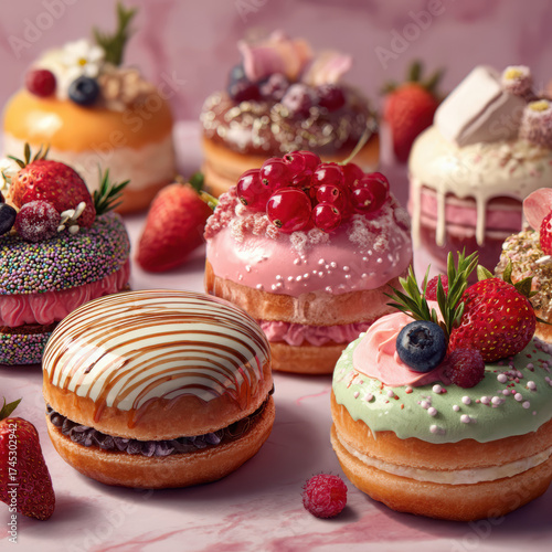 Wallpaper Mural Colorful gourmet donuts. High quality photo Torontodigital.ca