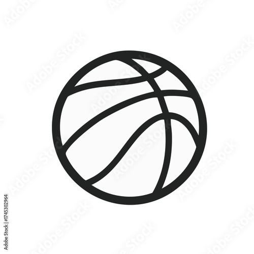 Simple Basketball Graphic Outline for Sports Illustrations and Creative Projects