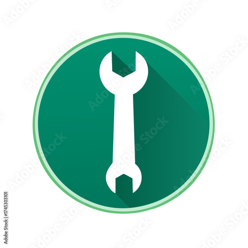 White wrench icon on a green circular background with a subtle shadow