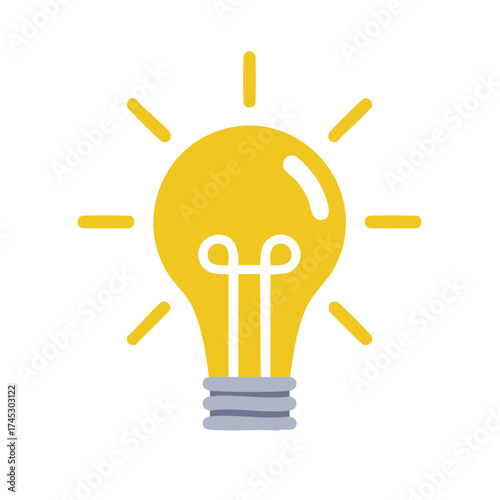 Bright Yellow Lightbulb Vector Illustration Symbolizing Innovation and Creativity