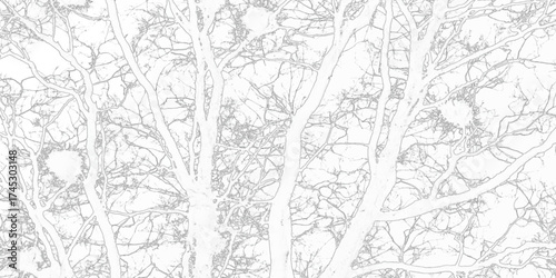 Black and white seamless floral pattern with vintage leaves and tree design