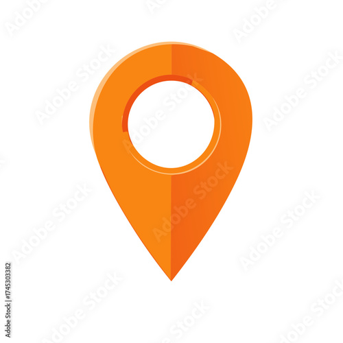 Orange 3D map pin icon for GPS navigation and location marker