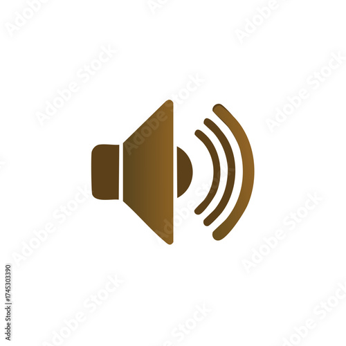 Bronze Speaker Icon Symbol: Generating Sounds, Soundwave Graphics, Audio Output and Volume Control