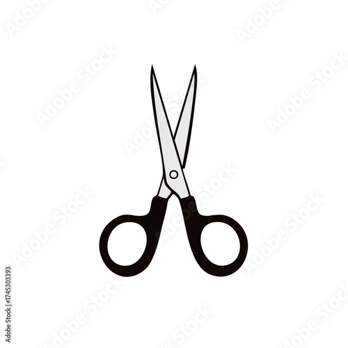 Black and White Scissors Isolated Illustration