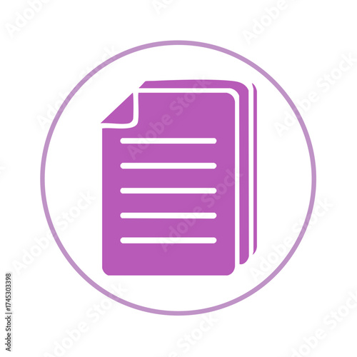 Purple Document Icon Within a Circle, Illustrating a Paper File