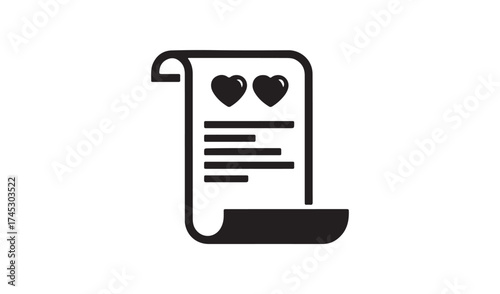 Love letter isolated on white background, romantic message