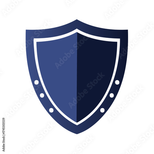 Classic Blue Heraldic Shield Emblem with Rivets and White Border