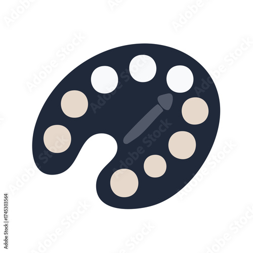 Art Palette with Brush and Colorful Paint Dots Isolated Graphic